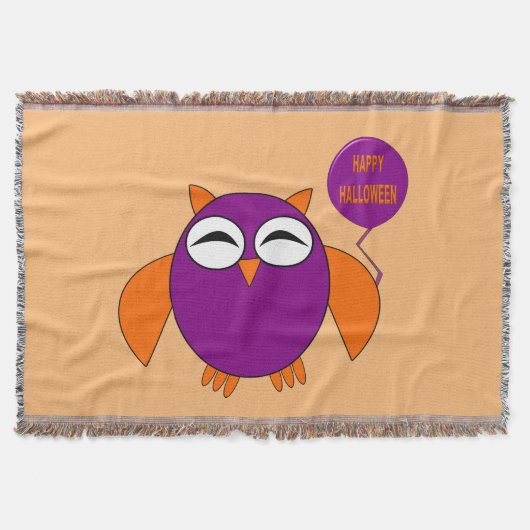 Happy Halloween Party Owl Throw Blanket Deken (Voorkant)