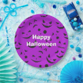 Happy Halloween Party Paars Pumpkin Smile Papieren Bordje (Feest)