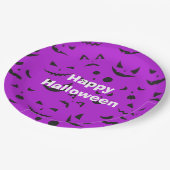 Happy Halloween Party Paars Pumpkin Smile Papieren Bordje (Gekanteld)