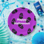 Happy Halloween Party Paarse Skull Papieren Bordje (Feest)