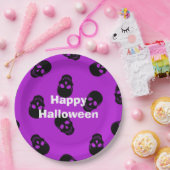 Happy Halloween Party Paarse Skull Papieren Bordje (Feest)