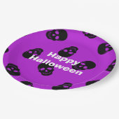 Happy Halloween Party Paarse Skull Papieren Bordje (Gekanteld)