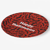 Happy Halloween Party Red Bat Papieren Bordje (Gekanteld)
