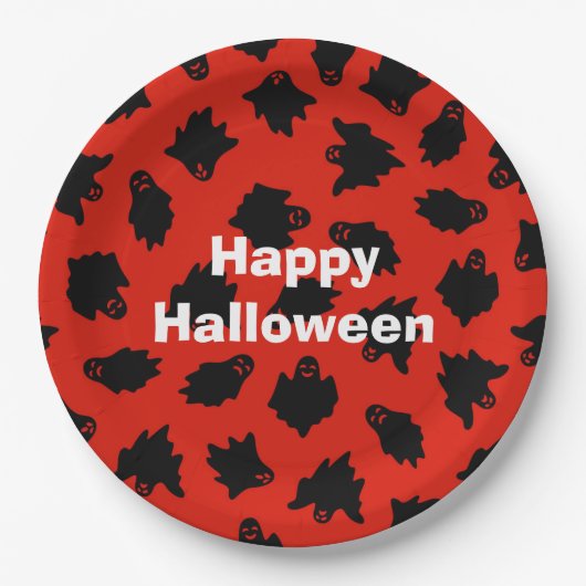 Happy Halloween Party Red Ghost Papieren Bordje (Voorkant)