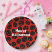 Happy Halloween Party Red Pumpkin Papieren Bordje (Feest)
