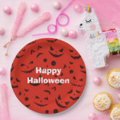 Happy Halloween Party Red Pumpkin Smile Papieren Bordje (Feest)