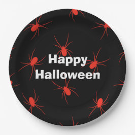 Happy Halloween Party Red Spider Papieren Bordje