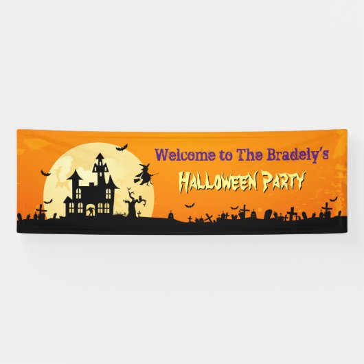 Happy Halloween Party Scary Haunted House Zombie Spandoek (Horizontaal)