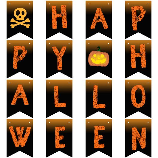 Happy Halloween Party spiderweb spooky typografie Vlaggetjes