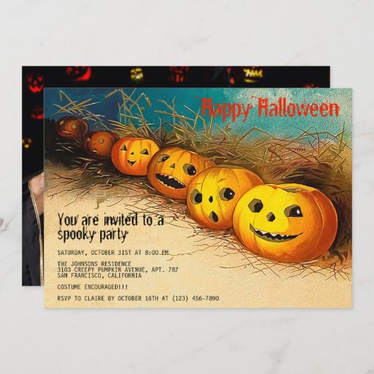Happy Halloween Party Spooktacular Funny Pumpkins Kaart (Voorkant / Achterkant)