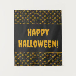 Happy halloween party spooky pompoen cartoon donke wandkleed