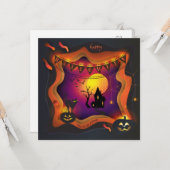 Happy Halloween Party "Treat of Trick" Kaart (Voorkant / Achterkant in situ)