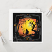 Happy Halloween Party "Treat of Trick" Kaart (Voorkant / Achterkant in situ)