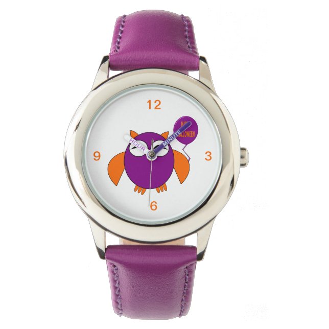 Happy Halloween Party Uil Kinder Horloge met Numme (Voorkant)