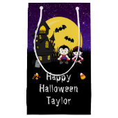 Happy Halloween Party Vampires Paars Klein Cadeauzakje (Voorkant)