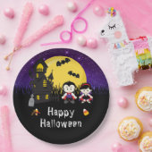 Happy Halloween Party Vampires Paars Papieren Bordje (Feest)