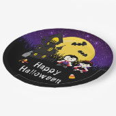Happy Halloween Party Vampires Paars Papieren Bordje (Gekanteld)