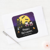 Happy Halloween Party Vampires Paars Vierkante Sticker (Envelop)