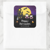 Happy Halloween Party Vampires Paars Vierkante Sticker (Tas)