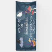 Happy Halloween Party Violet Witch Welkom Spandoek (Verticaal)