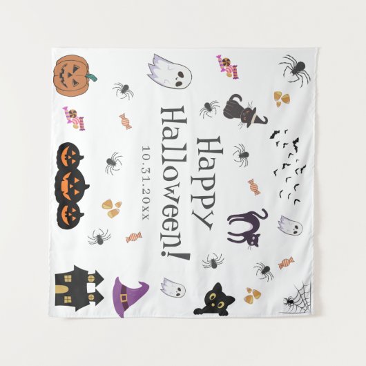 Happy Halloween Party Wandkleed (Voorkant (horizontaal))