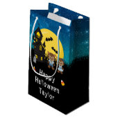 Happy Halloween Party Weerwolf Blauw Klein Cadeauzakje (Achterkant Gekanteld)