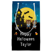 Happy Halloween Party Weerwolf Blauw Klein Cadeauzakje (Voorkant)