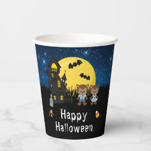 Happy Halloween Party Weerwolf Blauw Papieren Bekers