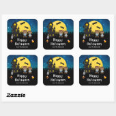 Happy Halloween Party Weerwolf Blauw Vierkante Sticker (Vel)