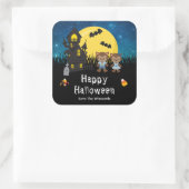 Happy Halloween Party Weerwolf Blauw Vierkante Sticker (Tas)