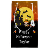 Happy Halloween Party Witch Ghost Sinaasappel Klein Cadeauzakje (Voorkant)