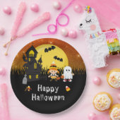 Happy Halloween Party Witch Ghost Sinaasappel Papieren Bordje (Feest)