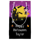 Happy Halloween Party Witch Paars Klein Cadeauzakje (Voorkant)