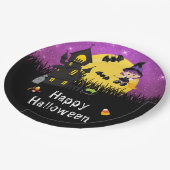 Happy Halloween Party Witch Paars Papieren Bordje (Gekanteld)