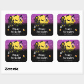 Happy Halloween Party Witch Paars Vierkante Sticker (Vel)