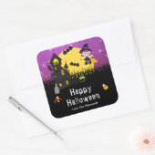 Happy Halloween Party Witch Paars Vierkante Sticker (Envelop)