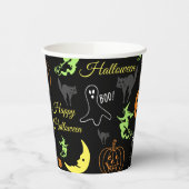 Happy Halloween Pattern Black Papieren Bekers (Links)