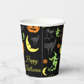 Happy Halloween Pattern Black Papieren Bekers (Rechts)