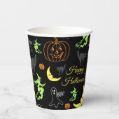 Happy Halloween Pattern Black Papieren Bekers (Voorkant)