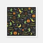 Happy Halloween Pattern Black Servet (Voorkant)