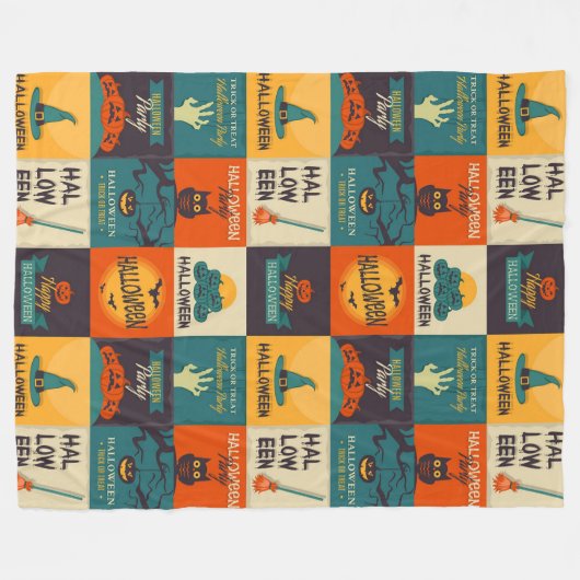 Happy Halloween Pattern Fleece Deken (Voorkant (Horizontaal))