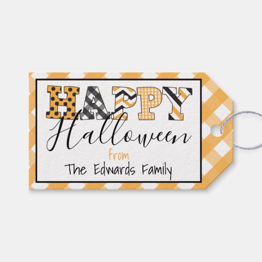 Happy Halloween Pattern Gepersonaliseerde Gift Lab Cadeaulabel (Voorkant (Horizontaal))