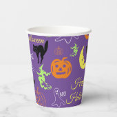 Happy Halloween Pattern Paars Papieren Bekers (Achterkant)