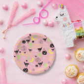 Happy Halloween Pattern Pink Papieren Bordje (Feest)