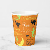 Happy Halloween Pattern Sinaasappel Papieren Bekers (Links)