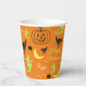 Happy Halloween Pattern Sinaasappel Papieren Bekers (Voorkant)