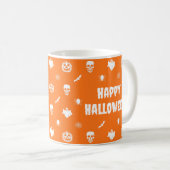 Happy Halloween Pattern Sinaasappel Wit Koffiemok (Voorkant rechts)