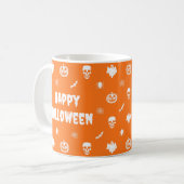Happy Halloween Pattern Sinaasappel Wit Koffiemok (Voorkant links)