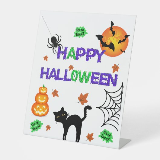 Happy Halloween Pedestal Sign Reclamebord Met Voetstuk (Voorkant)