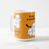 Happy Halloween Personaliseer NAAM Ghosts Bat Koffiemok (Voorkant links)
